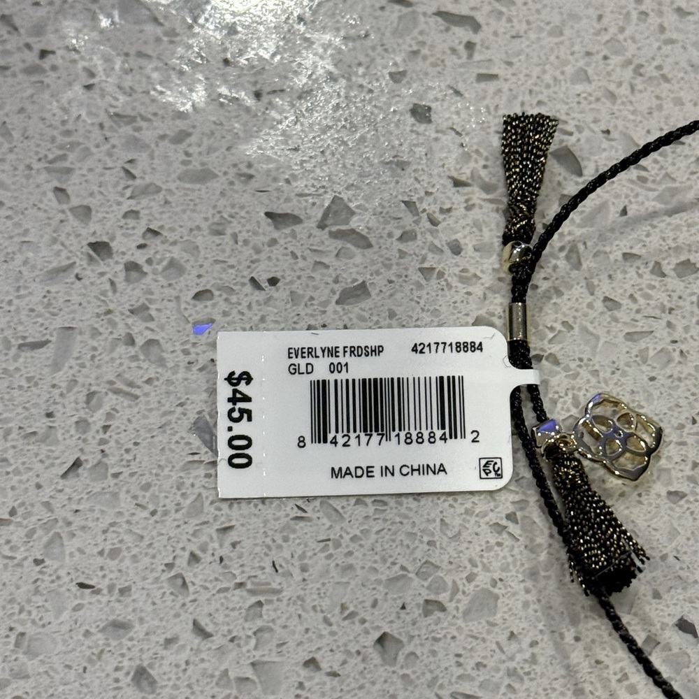 NWT Kendra Scott Everlyne Friendship Bracelet in Gold and Black Obsidian - Picture 6 of 6